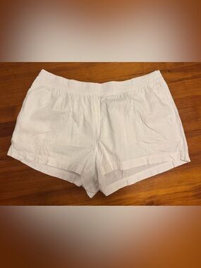 Old Navy White Women's Elastic Waist Linen-Blend Shorts